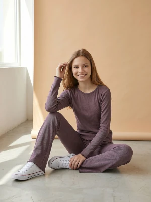Sinsay - Bawełniane legginsy flare - brązowy