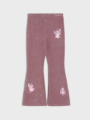 Sinsay - Bawełniane legginsy flare Stitch - różowy