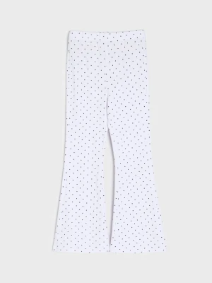 Sinsay - Bawełniane legginsy flare w kropki - biały