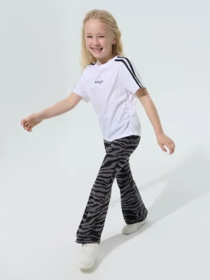 Sinsay - Bawełniane legginsy flare w zebrę - szary