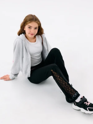 Sinsay - Bawełniane legginsy flare z koronką po bokach Kuromi - czarny