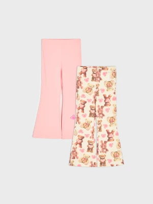Sinsay - Bawełniane legginsy flare z motywem misiów 2 pack - wielobarwny