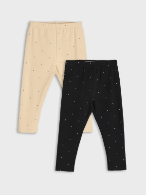 Sinsay - Bawełniane legginsy w kropki 2 pack - czarny