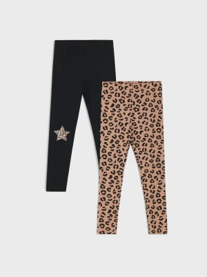 Sinsay - Bawełniane legginsy w panterkę 2 pack - wielobarwny