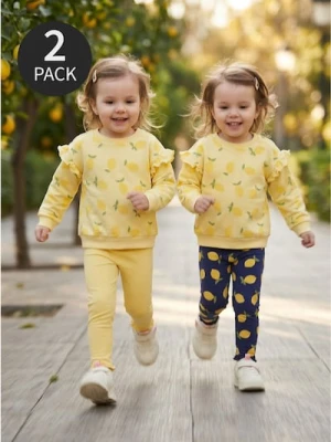 Sinsay - Bawełniane legginsy z motywem cytryn 2 pack - granatowy