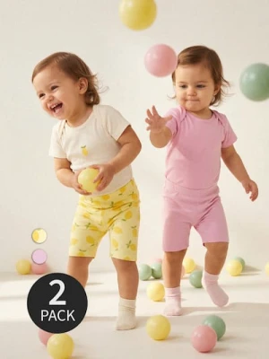 Sinsay - Bawełniane legginsy z motywem cytryn 2 pack - żółty