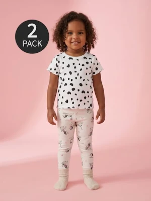 Sinsay - Bawełniane legginsy z motywem dalmatyńczyków 2 pack - kremowy