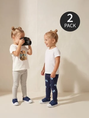Sinsay - Bawełniane legginsy z motywem kokard 2 pack - granatowy