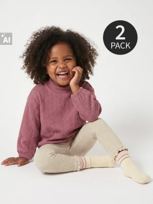 Sinsay - Bawełniane legginsy z motywem kwiatowym 2 pack - beżowy