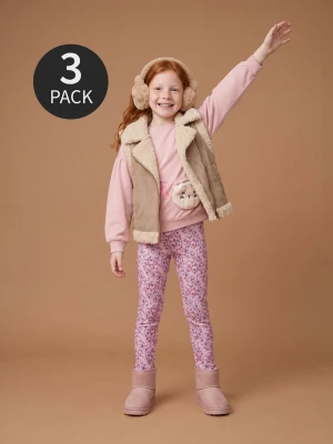 Sinsay - Bawełniane legginsy z motywem kwiatowym i w kropki 3 pack - wielobarwny