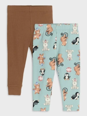 Sinsay - Bawełniane legginsy z motywem misiów 2 pack - zielony