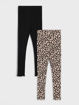 Sinsay - Bawełniane legginsy z motywem panterki 2 pack - wielobarwny
