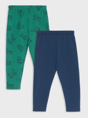 Sinsay - Bawełniane legginsy z motywem pojazdów 2 pack - zielony