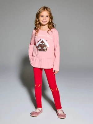 Sinsay - Bawełniane legginsy z motywem świątecznym - czerwony