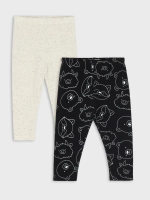 Sinsay - Bawełniane legginsy z motywem zwierząt 2 pack - czarny