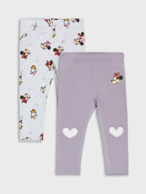 Sinsay - Bawełniane legginsy z nadrukiem 2 pack Mickey Mouse - fioletowy