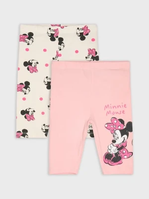 Sinsay - Bawełniane legginsy z nadrukiem 2 pack Minnie Mouse - różowy