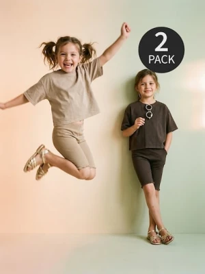 Sinsay - Bawełniane legginsy z ozdobnymi falbanami 2 pack - wielobarwny