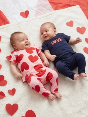 Sinsay - Bawełniane legginsy z ozdobnymi falbankami 2 pack - różowy