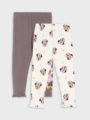 Sinsay - Bawełniane legginsy zakończone falbanką 2 pack Minnie Mouse - szary
