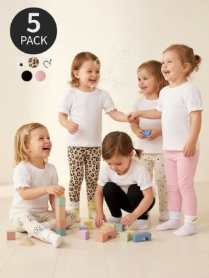 Sinsay - Bawełniane legginsy ze wzorem 5 pack - kremowy
