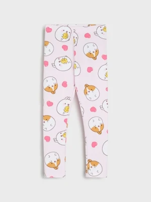 Sinsay - Bawełniane legginsy ze wzorem Molang - różowy