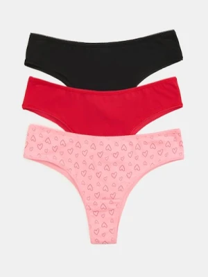 Sinsay - Bawełniane majtki brazilian 3 pack - wielobarwny