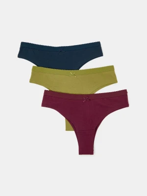 Sinsay - Bawełniane majtki brazilian 3 pack - wielobarwny