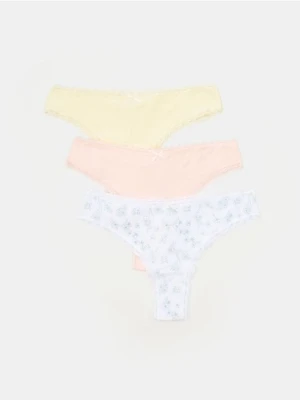 Sinsay - Bawełniane majtki brazyliany 3 pack - wielobarwny