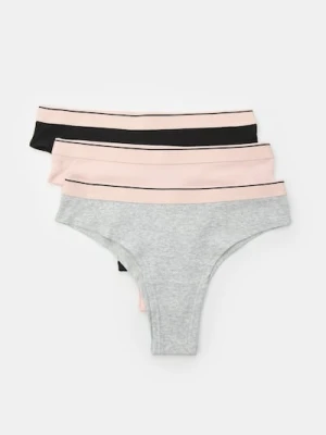 Sinsay - Bawełniane majtki brazyliany 3 pack - wielobarwny