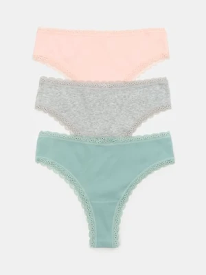 Sinsay - Bawełniane majtki brazyliany 3 pack - wielobarwny