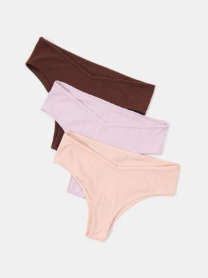 Sinsay - Bawełniane majtki brazyliany 3 pack - wielobarwny