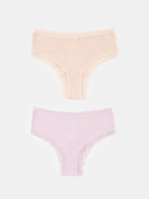 Sinsay - Bawełniane majtki brazyliany z koronką 2 pack - wielobarwny