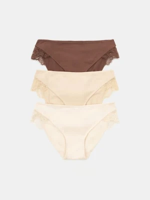 Sinsay - Bawełniane majtki figi 3 pack - wielobarwny