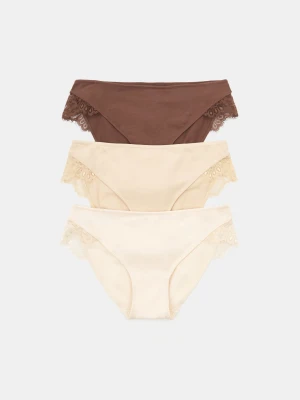 Sinsay - Bawełniane majtki figi 3 pack - wielobarwny