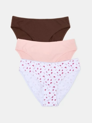 Sinsay - Bawełniane majtki figi 3 pack - wielobarwny