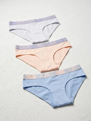 Sinsay - Bawełniane majtki hipster z napisem 3 pack - wielobarwny