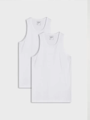 Sinsay - Bawełniane podkoszulki 2 pack - biały