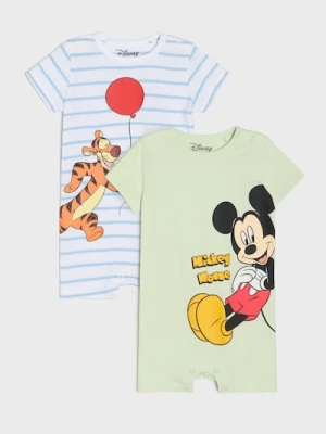 Sinsay - Bawełniane rampersy z nadrukiem 2 pack Mickey Mouse - zielony