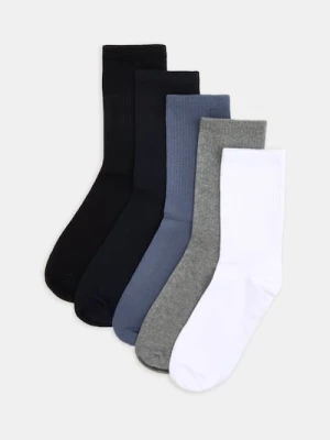 Sinsay - Bawełniane skarpetki 5 pack - granatowy