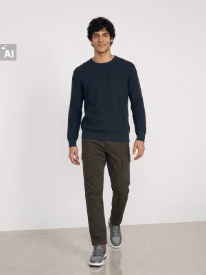 Sinsay - Bawełniane spodnie cargo - zielony