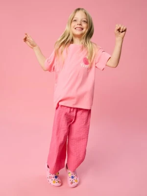 Sinsay - Bawełniane spodnie culotte - koralowy