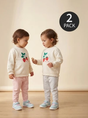 Sinsay - Bawełniane spodnie dresowe jogger 2 pack - różowy