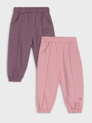 Sinsay - Bawełniane spodnie dresowe jogger loose 2 pack - fioletowy