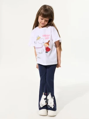 Sinsay - Bawełniane spodnie flare z nadrukiem Moomin - granatowy