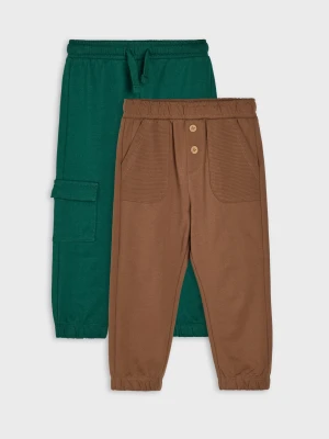 Sinsay - Bawełniane spodnie jogger 2 pack - brązowy