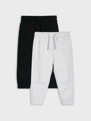Sinsay - Bawełniane spodnie jogger 2 pack - czarny
