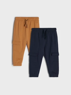 Sinsay - Bawełniane spodnie jogger 2 pack - granatowy