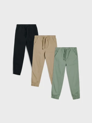 Sinsay - Bawełniane spodnie jogger 3 pack - zielony