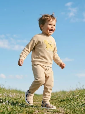Sinsay - Bawełniane spodnie jogger - brązowy